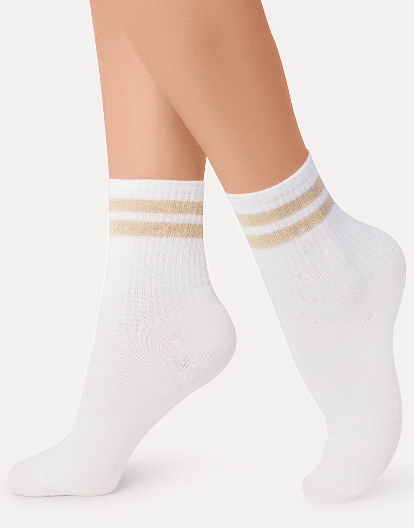 Baumwollsocken mit Glitzerstreifen IBD733010