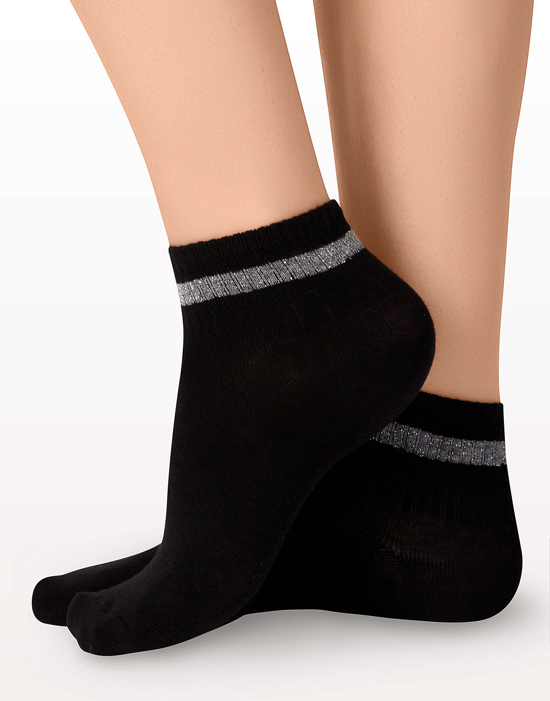 Chaussettes en coton à rayures pailletées IBD733015