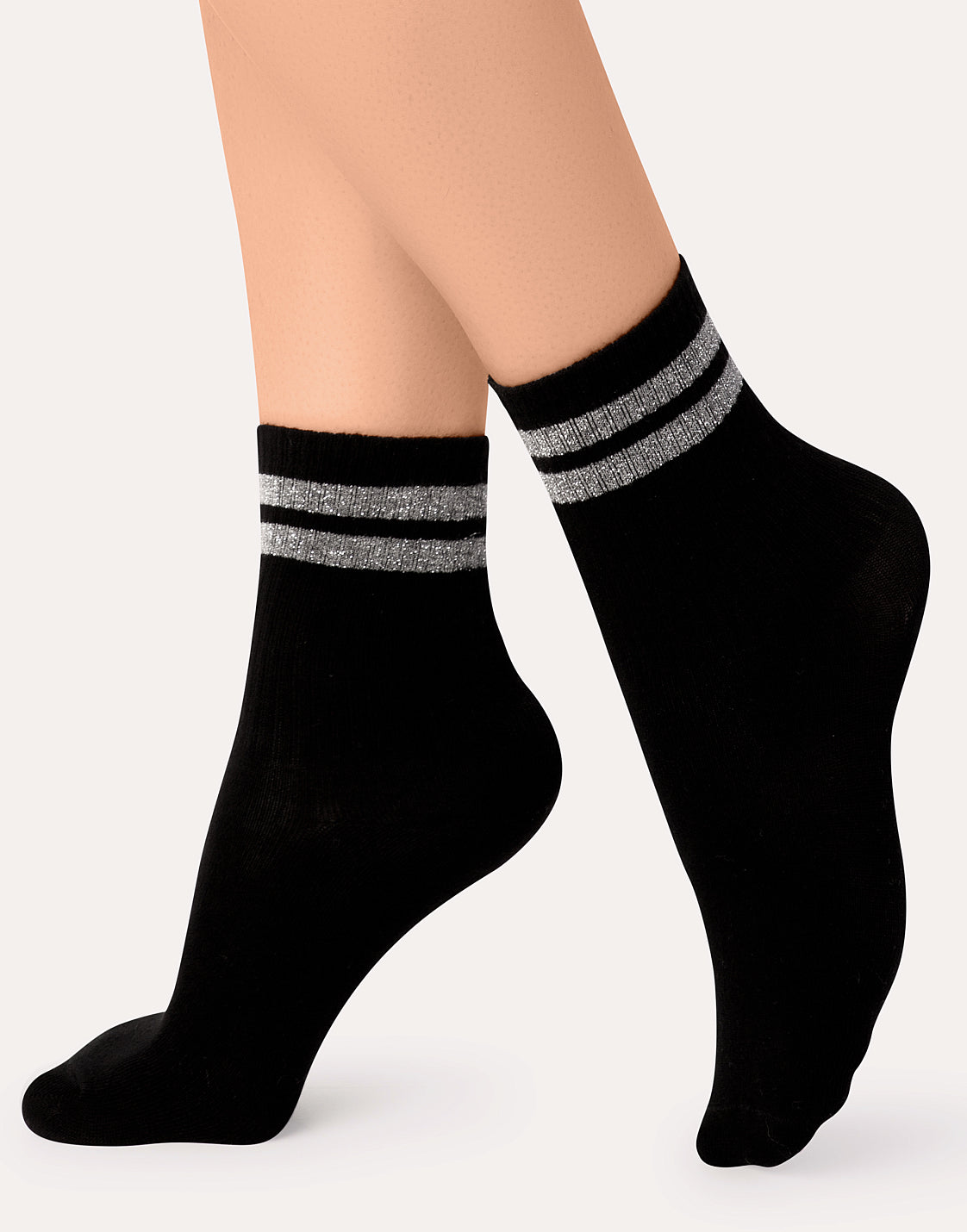 Chaussettes en coton à rayures pailletées IBD733010