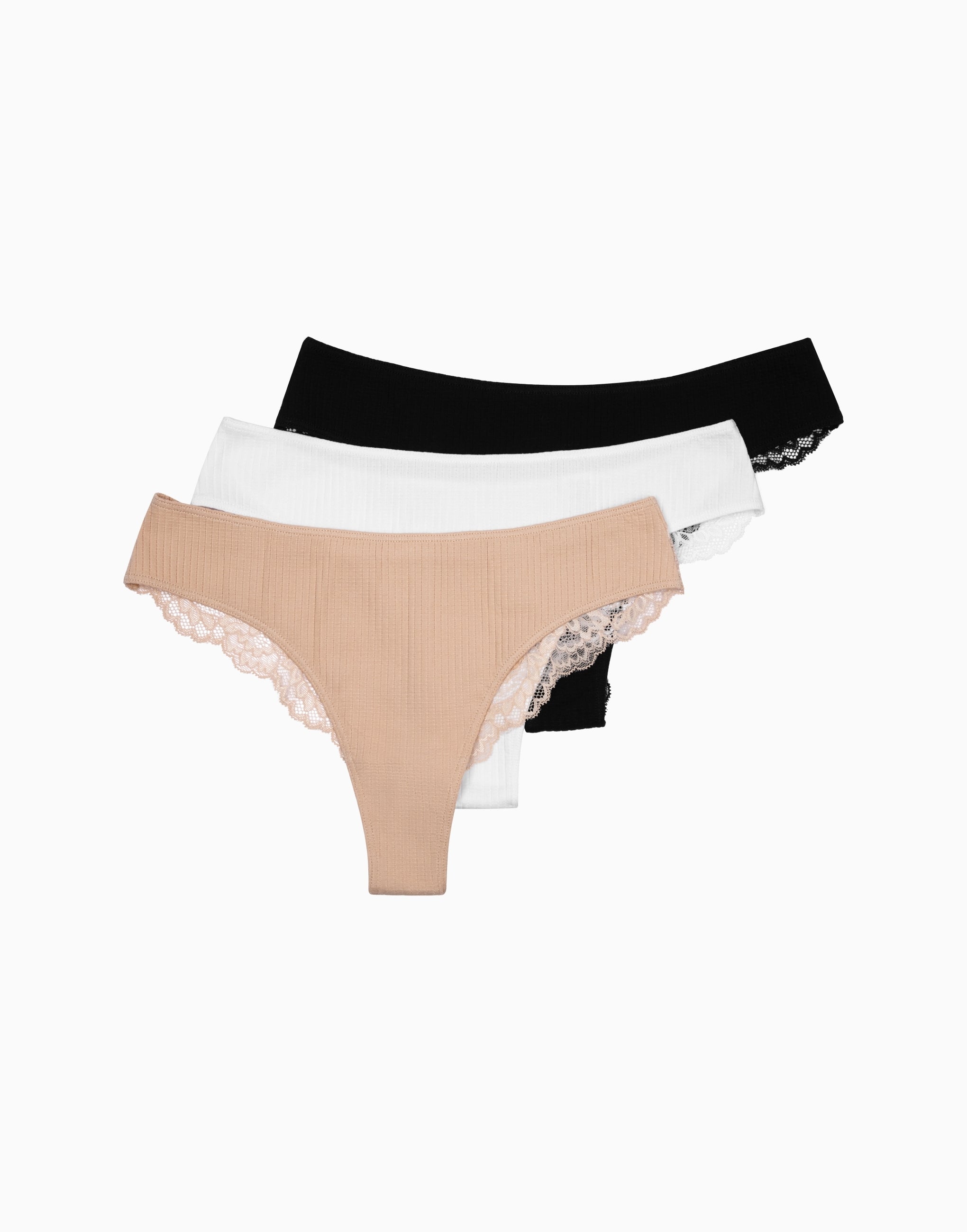 Lot de 3 slips brésiliens taille haute MD846
